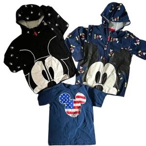 Hoodie Lot with Shirt- Disney Mickey Mouse Youth Size 5/6 Zip Sweatshirt NWT